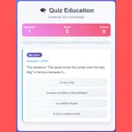 Pon a prueba tu intelecto con Quiz Education, un divertido y atractivo juego de trivia para todas las edades. Responde preguntas sobre una amplia gama de…