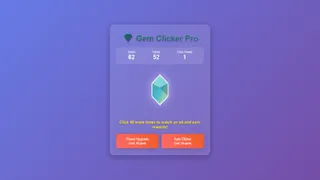 Haz clic para hacerte rico en Gem Clicker Pro. Acumula gemas, invierte en potentes mejoras y observa cómo crece tu fortuna en este satisfactorio clicker…